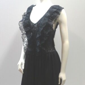 Vintage Black Nightgown Romantic Ruffle Lace Goth Bridal Trousseau Made …